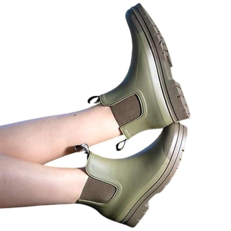Hisea Womens Size 11 Green Short Waterproof Garden Pull On Chelsea Rain Boots