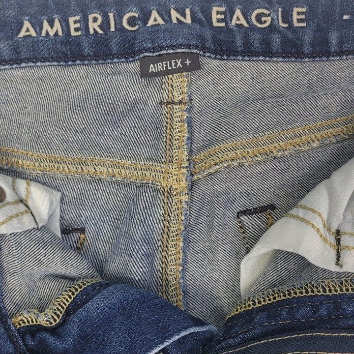 American Eagle Mens 30X32 PolyCotton Factory Whiskered Slim Straight Demin Jeans