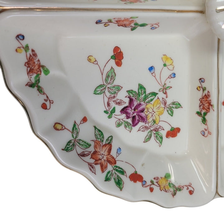Vintage Made In Japan Floral Fine China Hand Painted Divided Plate Dish