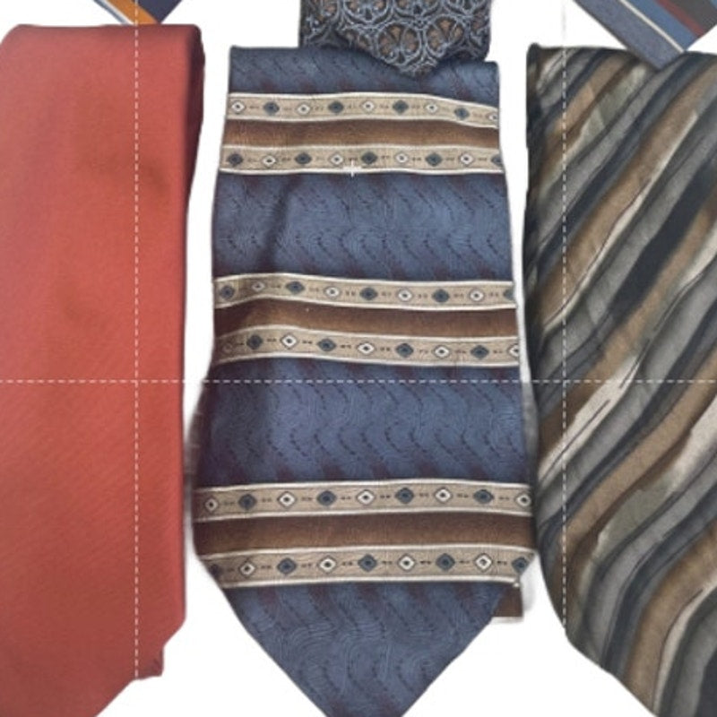 Lot of 6 Orange Brown Blue Striped Geometric Vintage and Modern Mens Neck Ties