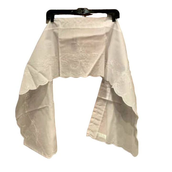 Kenneth Home Fashions Sandherr Swiss Made White Floral Embroidered Curtain Set