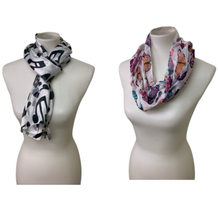 Musical Note Treble Clef Colorful Butterflies Womens Fashion Polyester Scarf