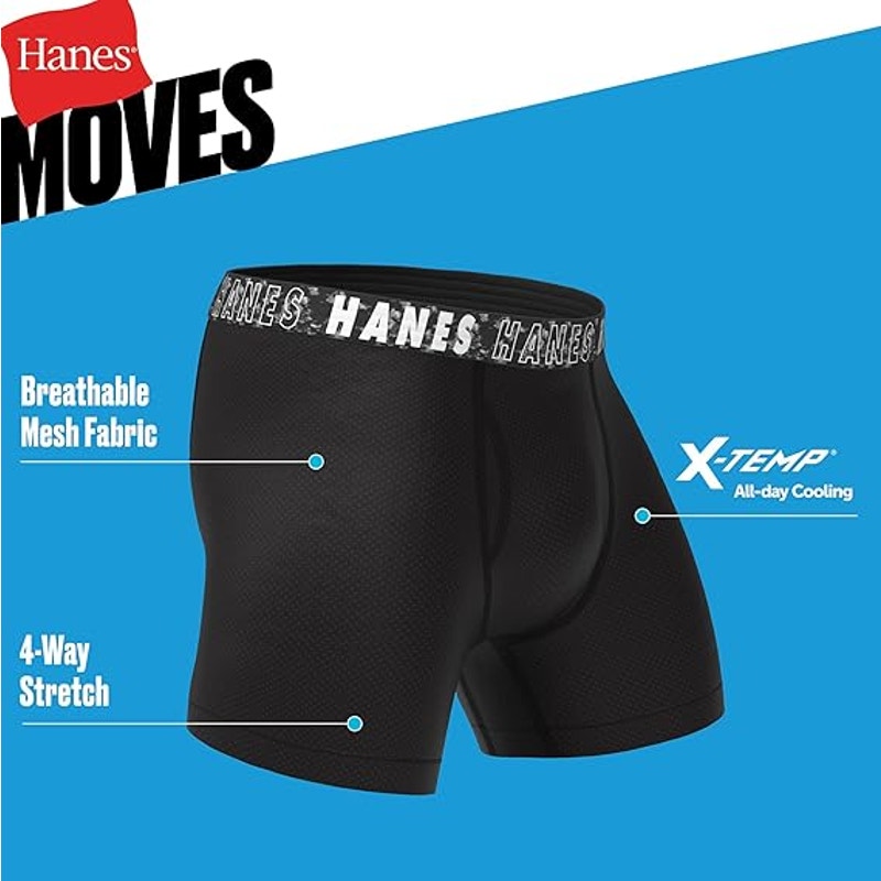 New 6 Pack Hanes Boys Large Breathable Mesh Fabric Boxer Brief Underwear
