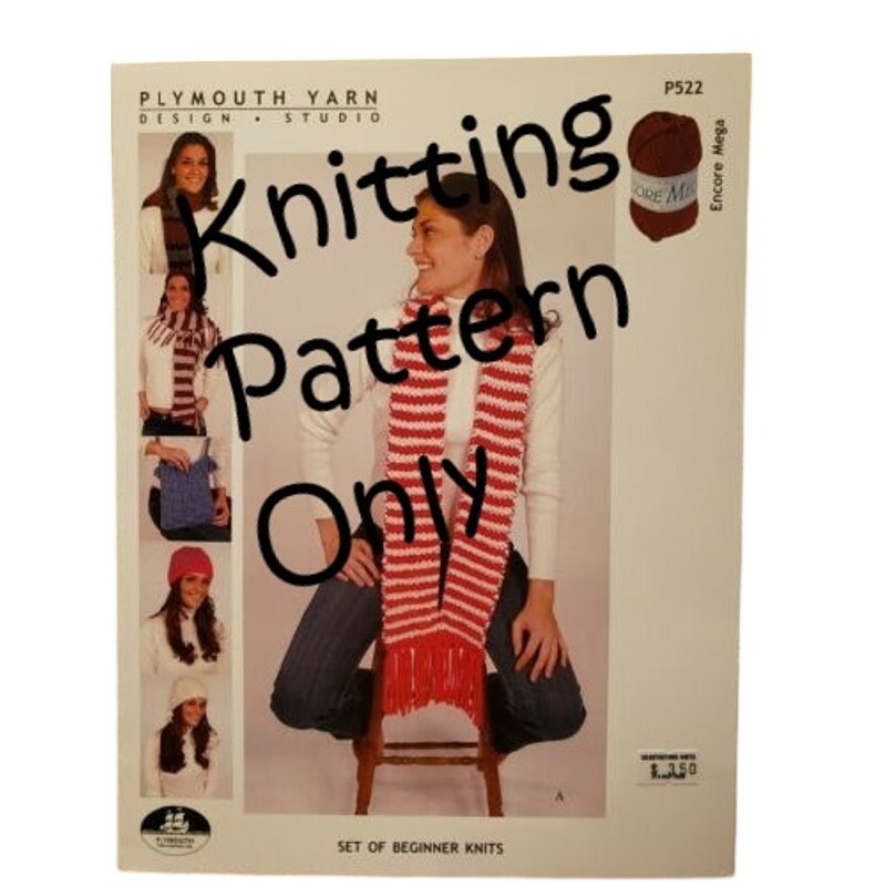 New 2005 Plymouth Yarn P522 Encore Mega Set of Beginner Knits Knitting Pattern