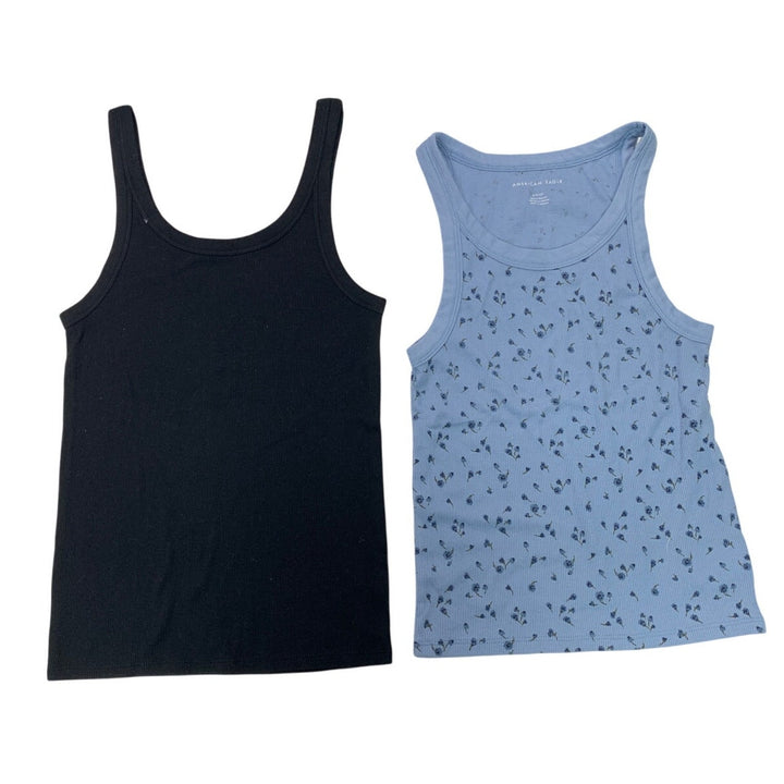 2 New American Eagle Womens Small Floral Ribbed Sleeveless Tank Tops