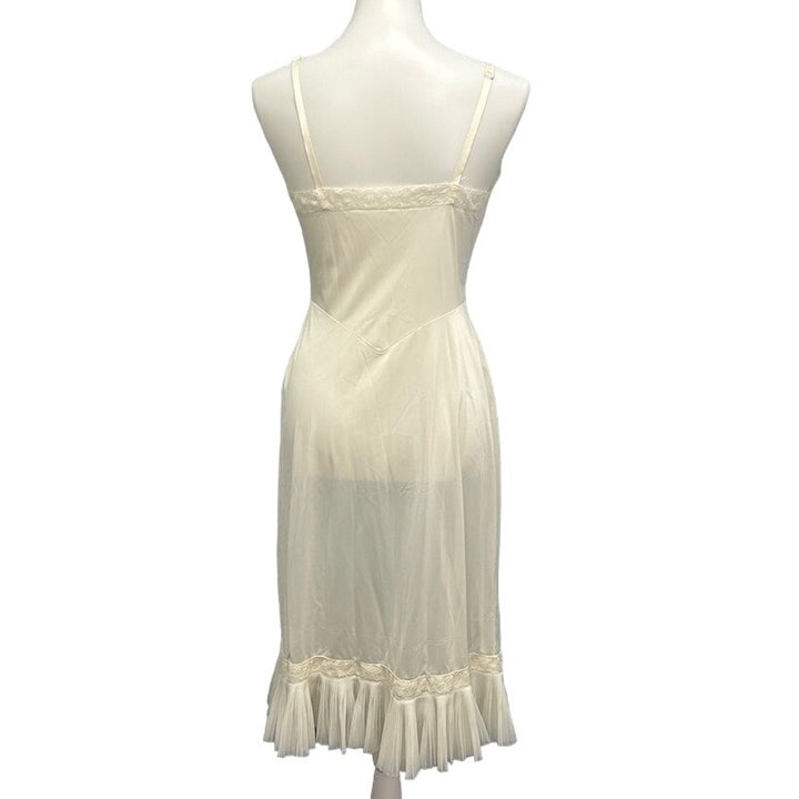 Vintage Vanity Fair Size 34 XS Nylon Tricot Adjustable Strap Lace Slip Dress