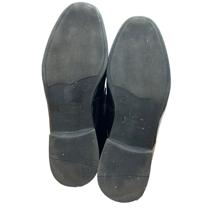 Bruno Marc Boys Size 6 Shiny Black Slip On Loafers Formal Low Heel Tuxedo Shoes