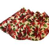 5 Handmade Half Moon Christmas Poinsettia Cotton Fabric Placemants Lace Doily