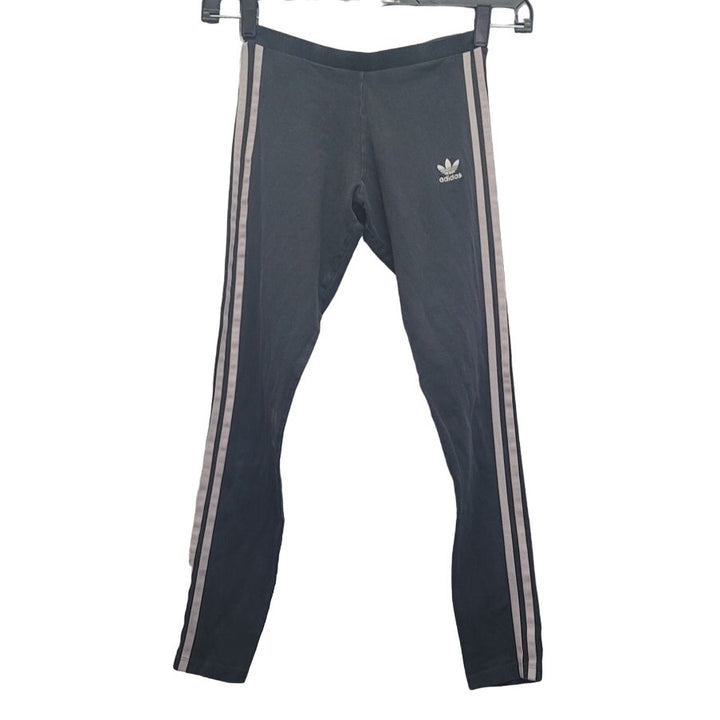 Adidas Womens Small Cotton Spandex Side Striped Athletic Leggings