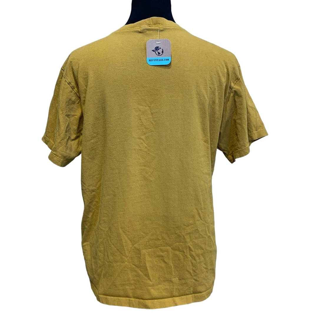 Hand Printed Upcycled Large Fall Leaves Floral Harvest Lace Up Short Sleeve Tee