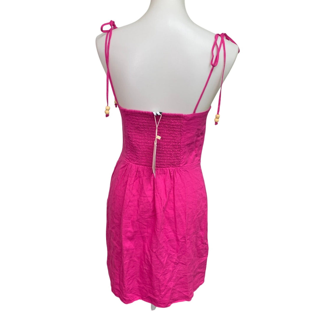 New Mango Womens Size 6 Tied Spaghetti Strap Linen Viscose Blend Sheath Dress