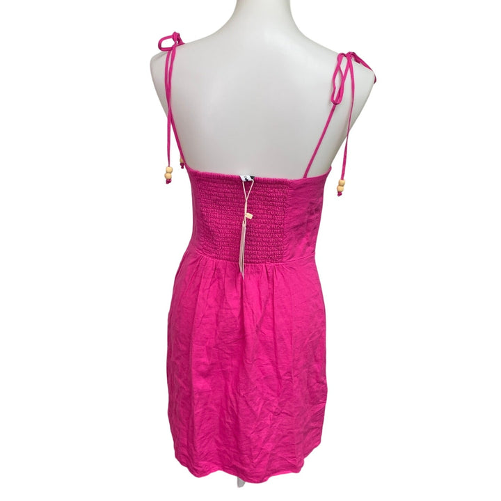 New Mango Womens Size 6 Tied Spaghetti Strap Linen Viscose Blend Sheath Dress