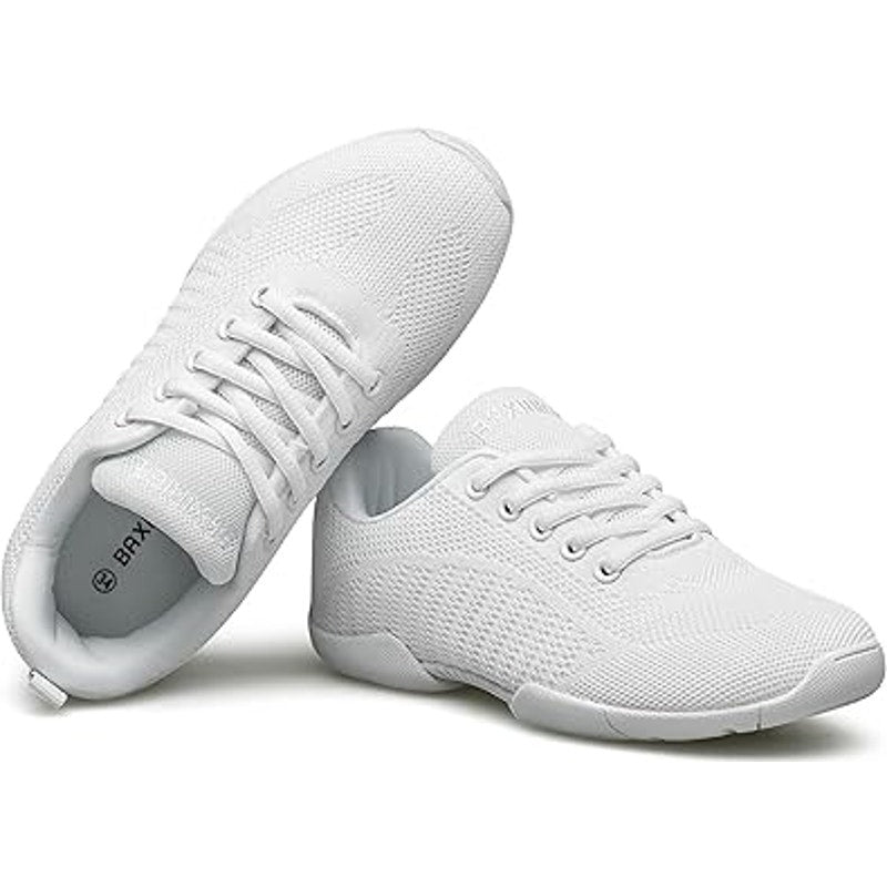Baxinier Girls Size 3.5 White Lace Up Breathable Anti Slip Cheerleading Shoes