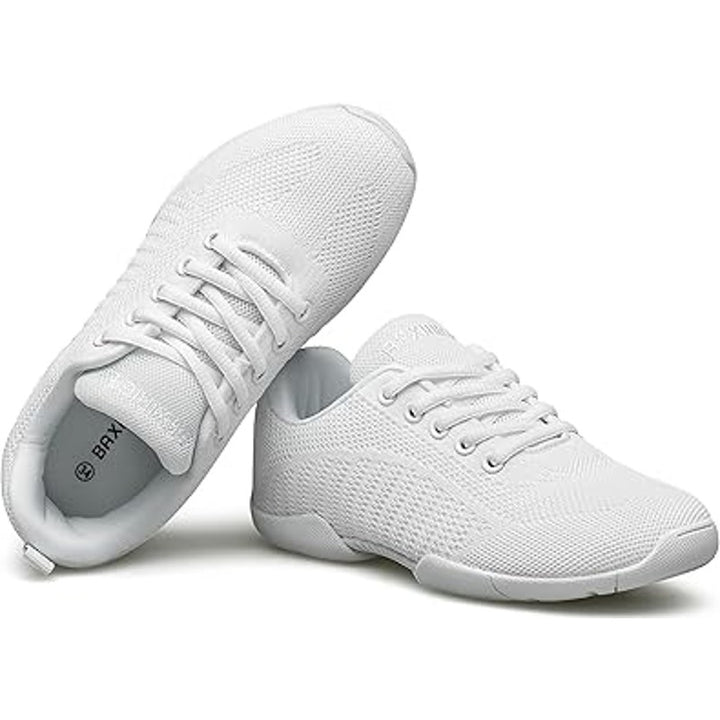 Baxinier Girls Size 3.5 White Lace Up Breathable Anti Slip Cheerleading Shoes
