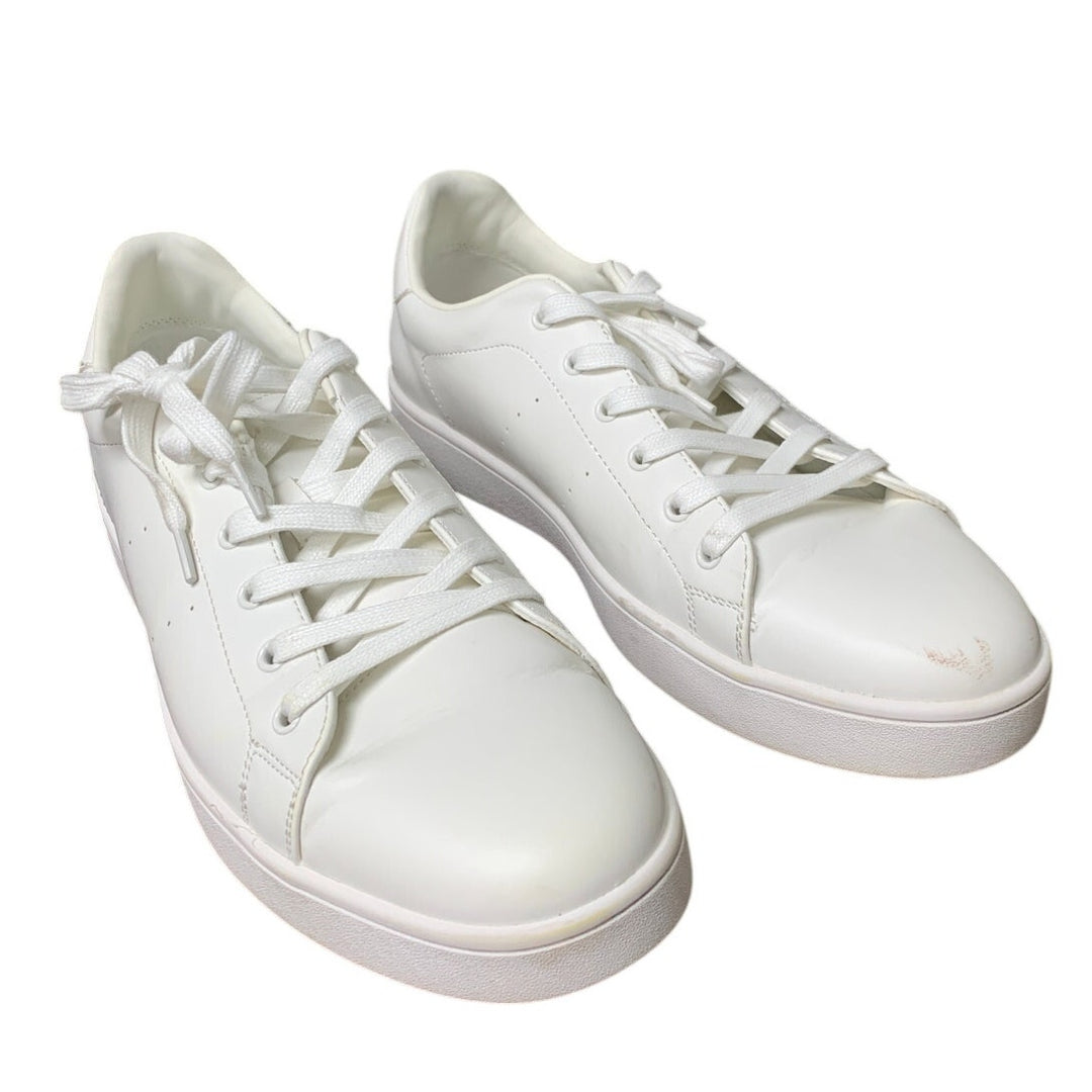 Bruno Marc Mens Size 10.5 White Faux Leather Casual Dress Sneaker Business Shoes