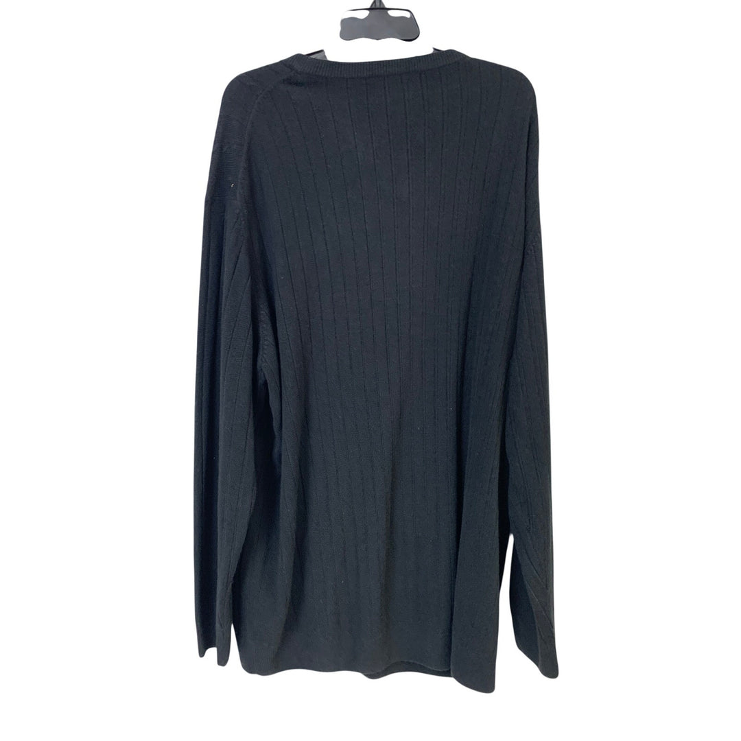 Harbor Bay Mens 3XLT Black Long Sleeve V Neck 100% Acrylic Knit Pullover Sweater