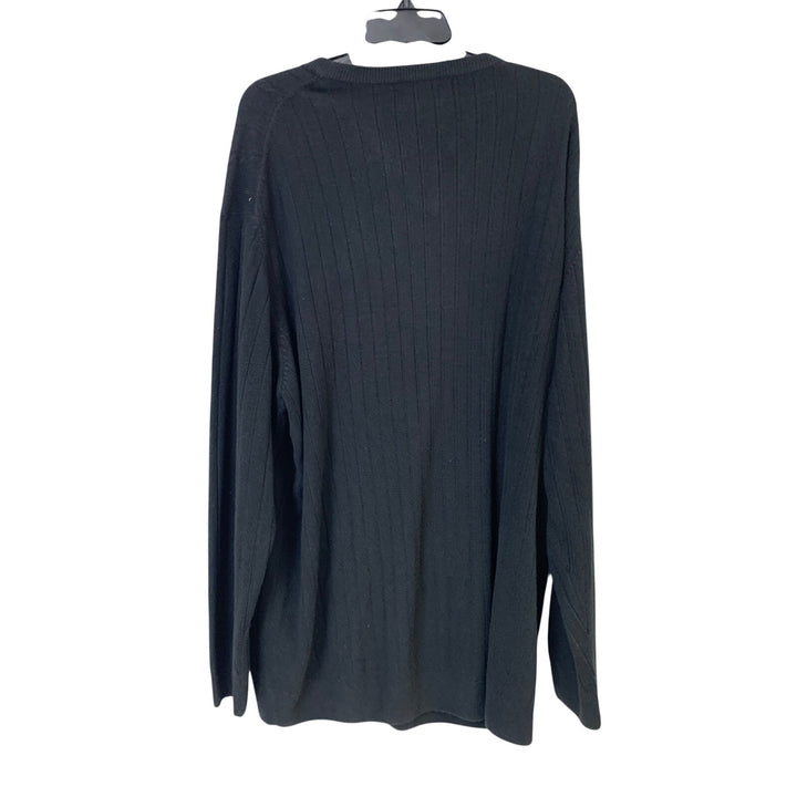 Harbor Bay Mens 3XLT Black Long Sleeve V Neck 100% Acrylic Knit Pullover Sweater