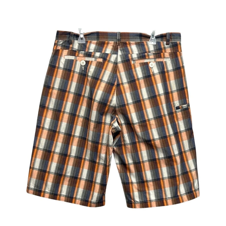 Riflessi Mens Size 40 PolyCotton Long Plaid Board Golf Shorts w Pockets