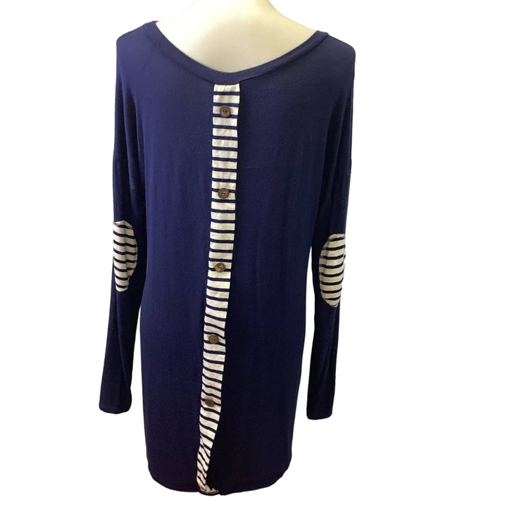 Hand Printed Upcycled Large Dragonfly Scoop Neck Long Sleeve Tunic / Short Dress