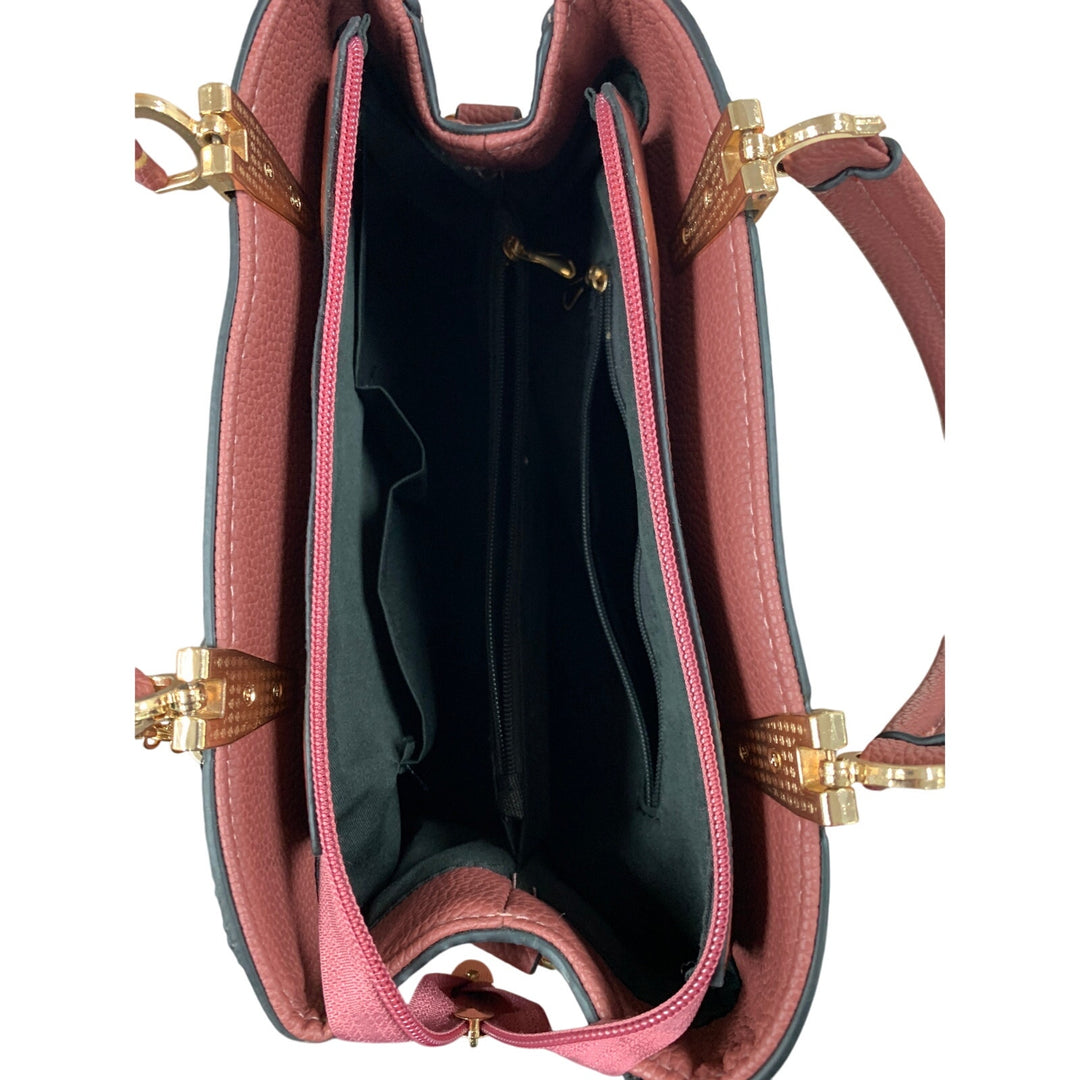 Alarion Aimily Mauve Rose Womens Zipper Close Cat Charm Purse Handbag Bag