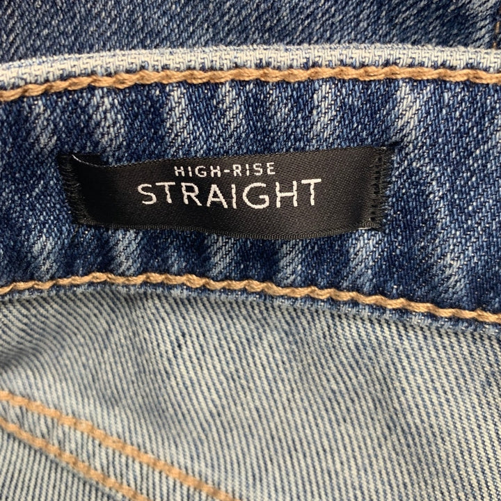 WHBM Womens Size 10 High Rise Med Wash Straight Leg Denim Blue Jeans w Pockets
