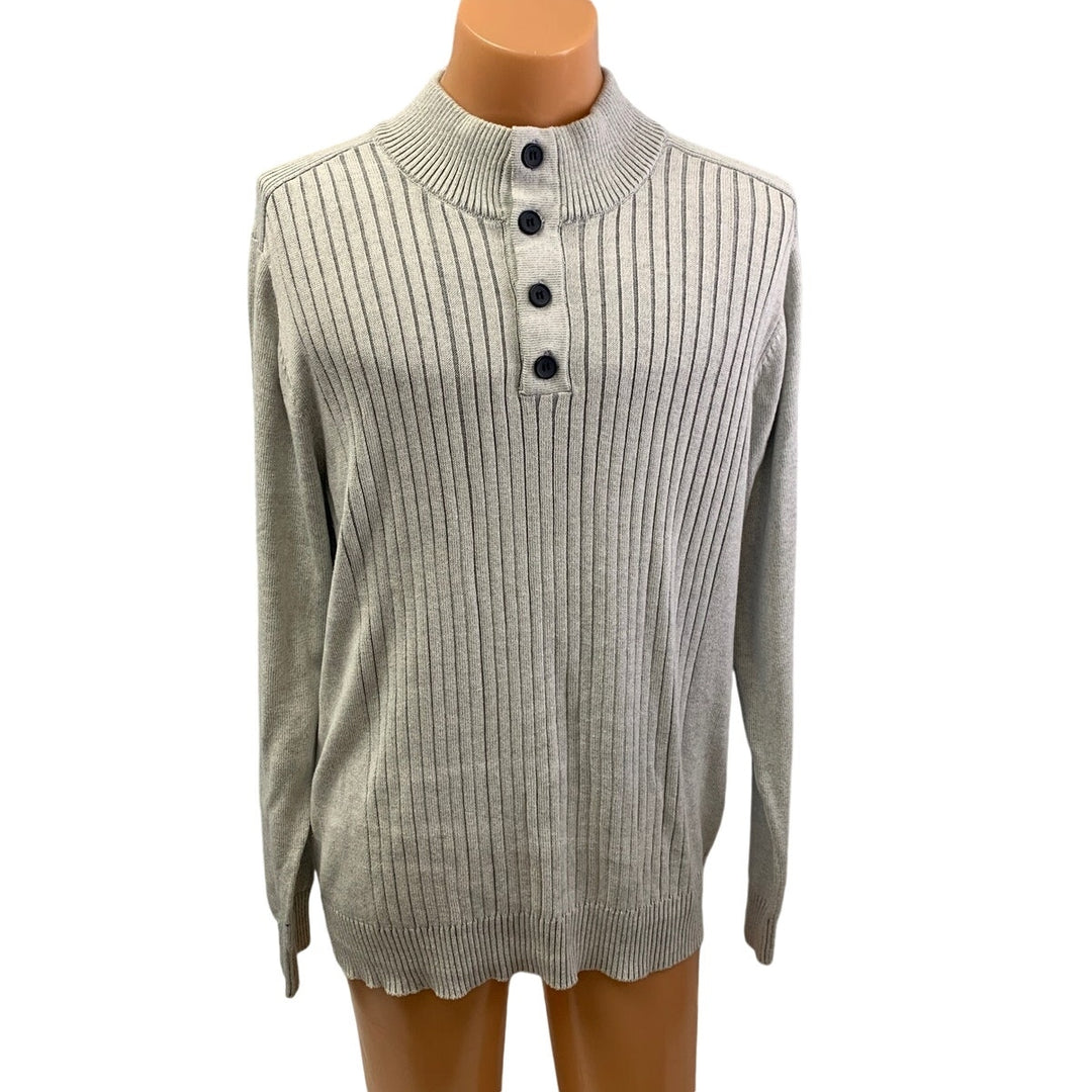 Rue 21 Mens XXL Long Sleeve 1/2 Button Down Ribbed Cotton Acrylic Knit Sweater