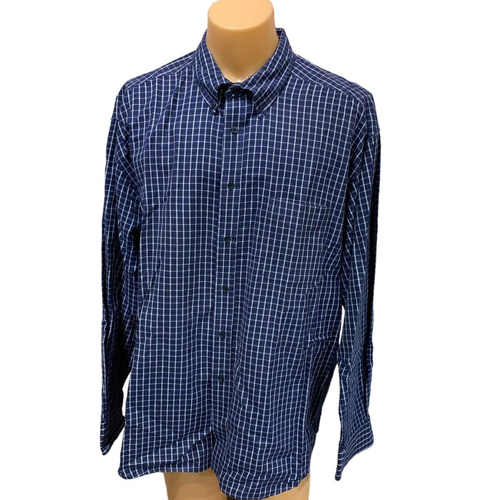 Dockers Mens XXL Plaid Grid 100% Cotton Long Sleeve Button Down Casual Shirt