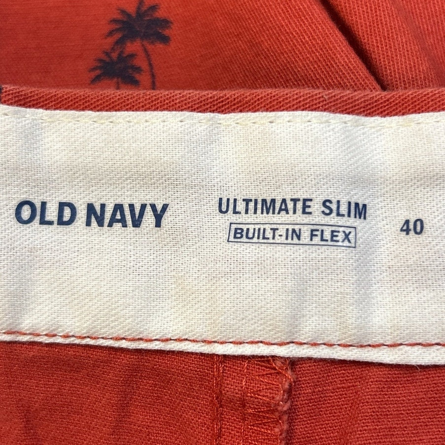 Old Navy Mens Size 40 Ultimate Slim Stretch Cotton Palm Tree Board Golf Shorts