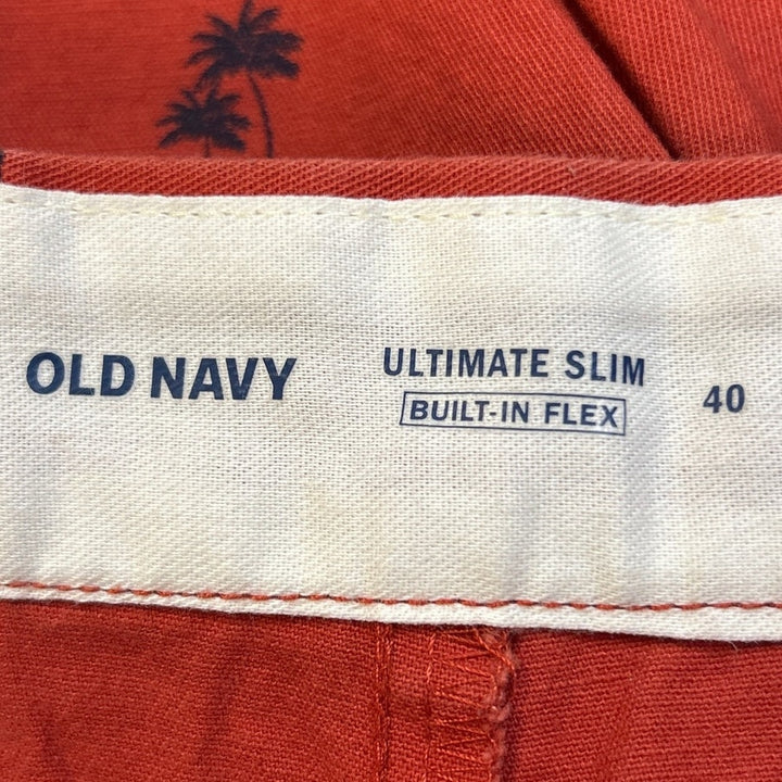 Old Navy Mens Size 40 Ultimate Slim Stretch Cotton Palm Tree Board Golf Shorts