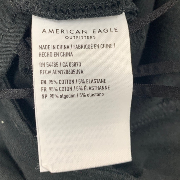 American Eagle Womens Small Black Cotton Blend Thin Strap Snap Closure Bodysuit