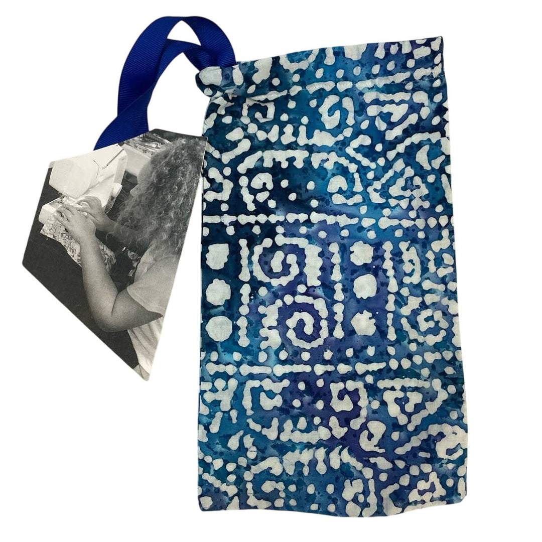 Set of 3 New Handmade Batik Printed Fabric Small Ribbon Drawstring Gift Bags