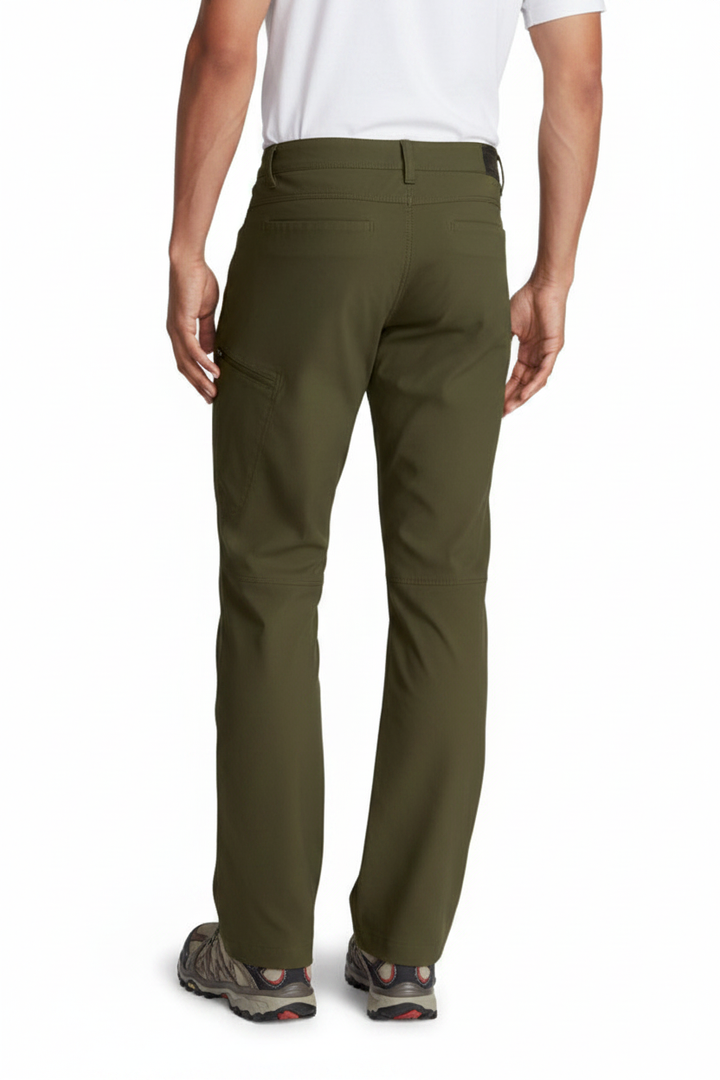 Eddie Bauer Guide Pro Pants Back View - Deep Olive Green, No Back Pockets