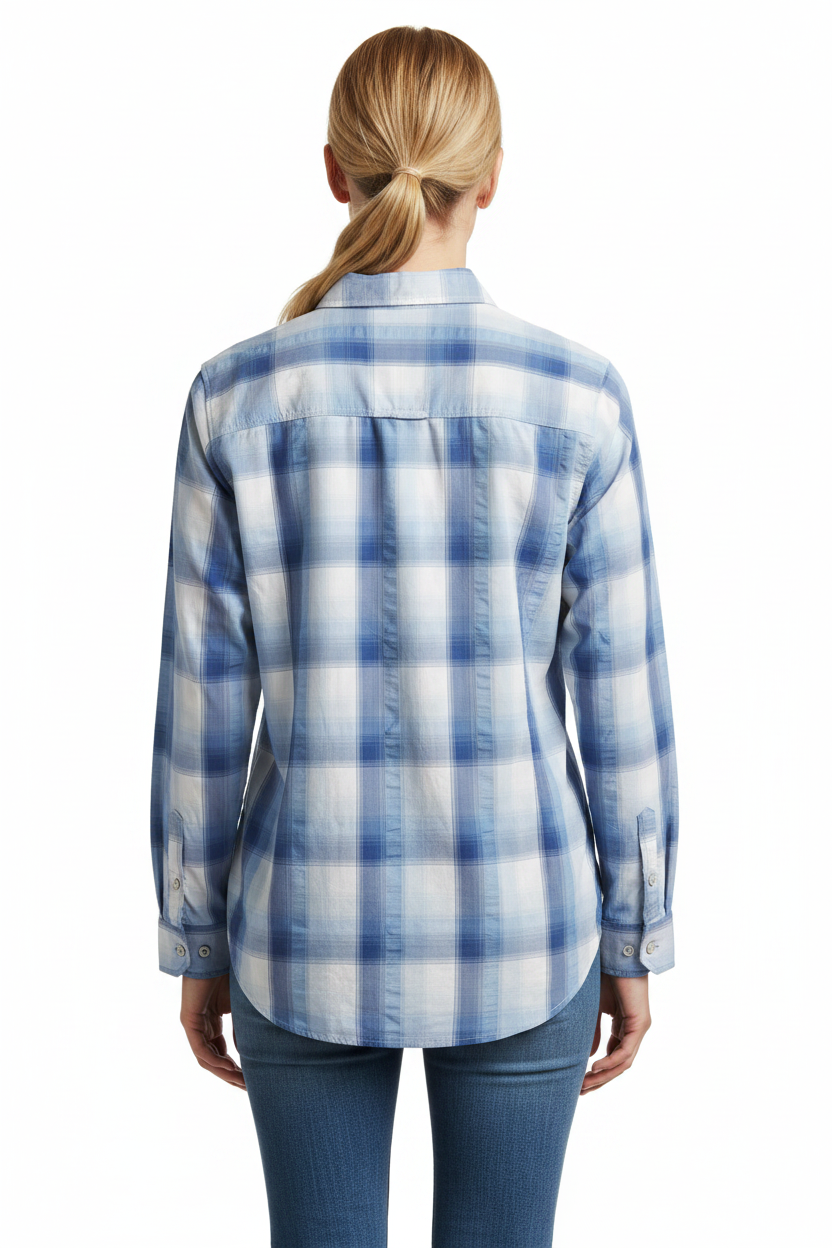 Eddie Bauer Plaid Shirt - Back View on Model