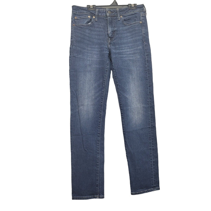 American Eagle Mens 30X32 PolyCotton Factory Whiskered Slim Straight Demin Jeans