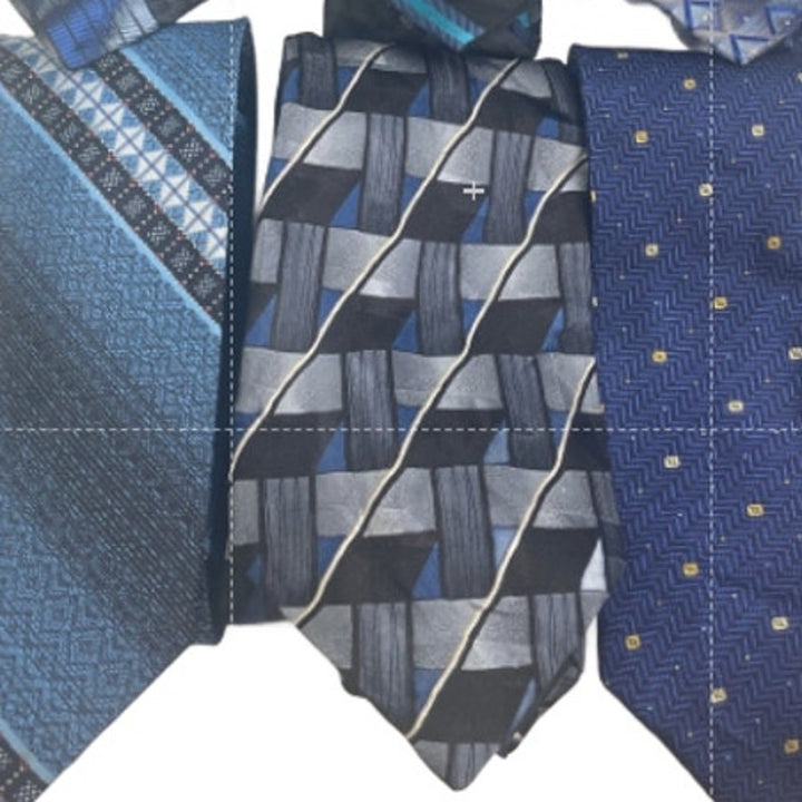 Lot of 6 Navy SIlver Blue Striped Plaid Vintage and Modern Mens Neck Ties