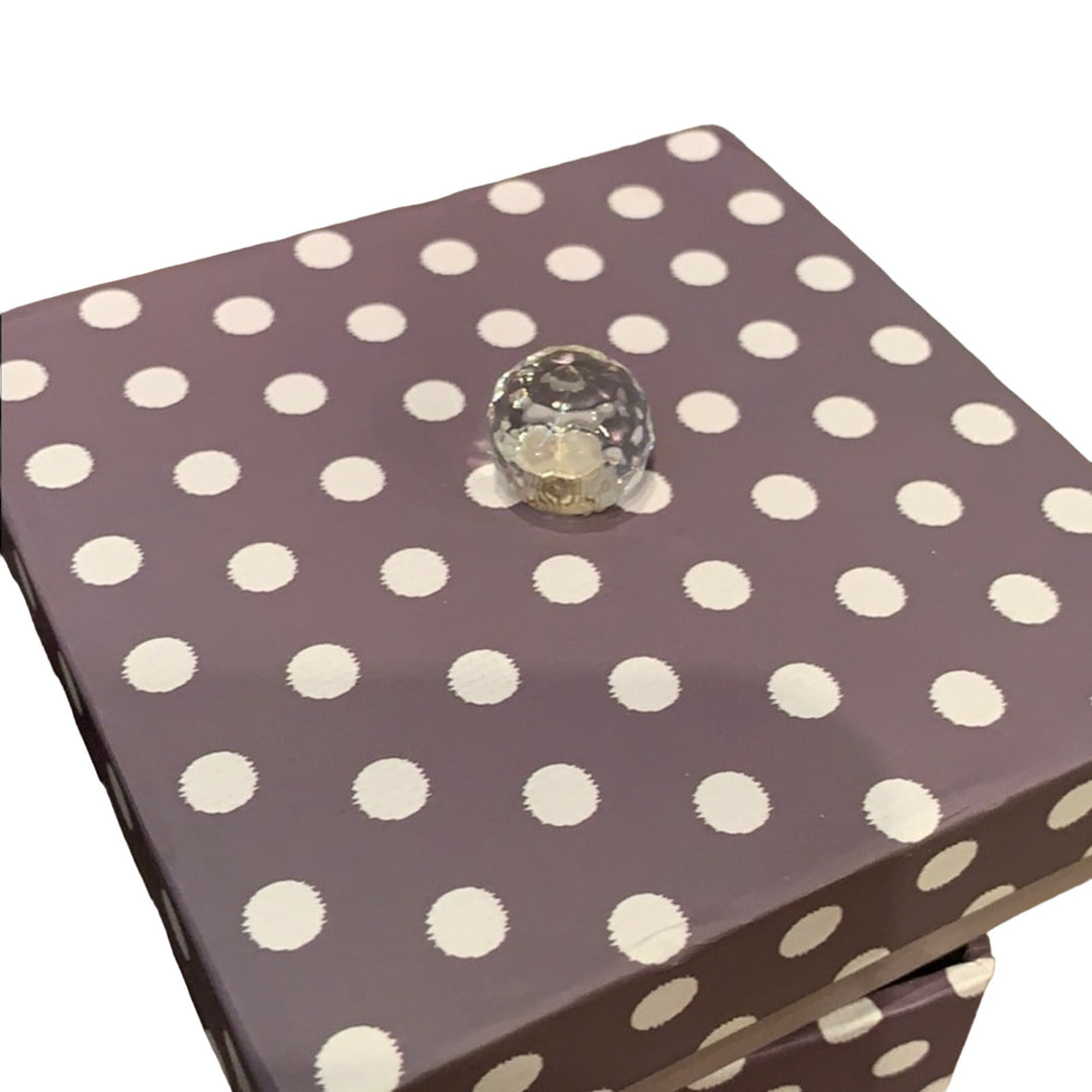 Shabby Chic Gray Polka Dot Floral TriCoastal Design 3-tier gift box crystal bead