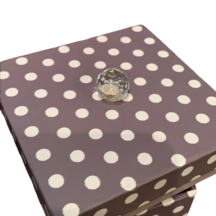 Shabby Chic Gray Polka Dot Floral TriCoastal Design 3-tier gift box crystal bead