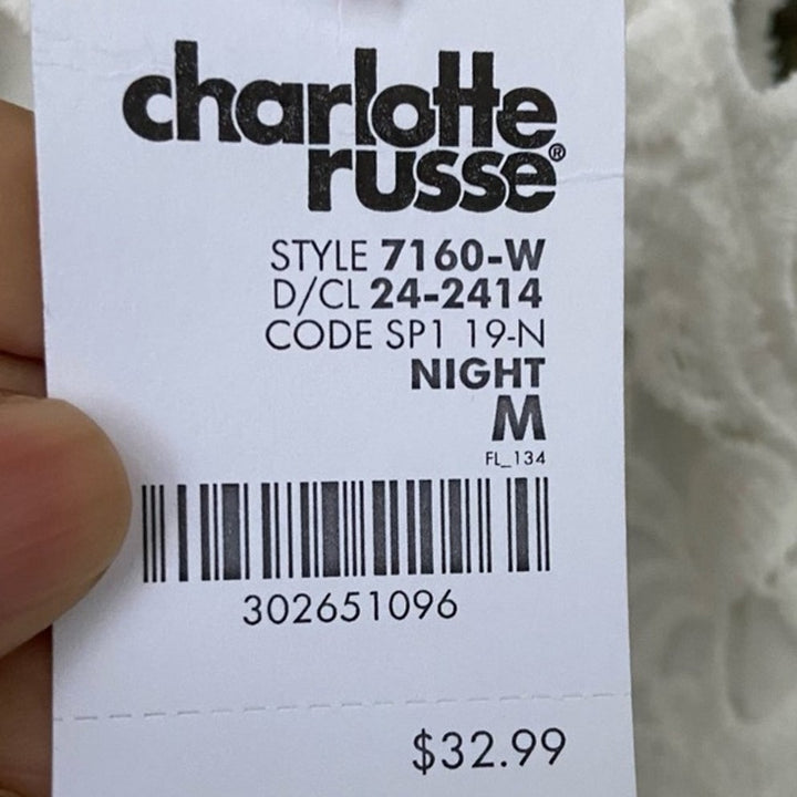 New Charlotte Russe Womens Medium White Floral Lace Embroidered Bodycon Dress