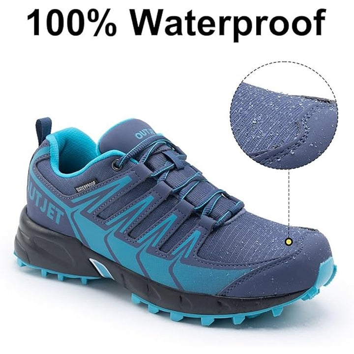 Outjet Womens 7 Blue Purple Lace Up Waterproof Lightweight Non-Slip Hiking Shoes