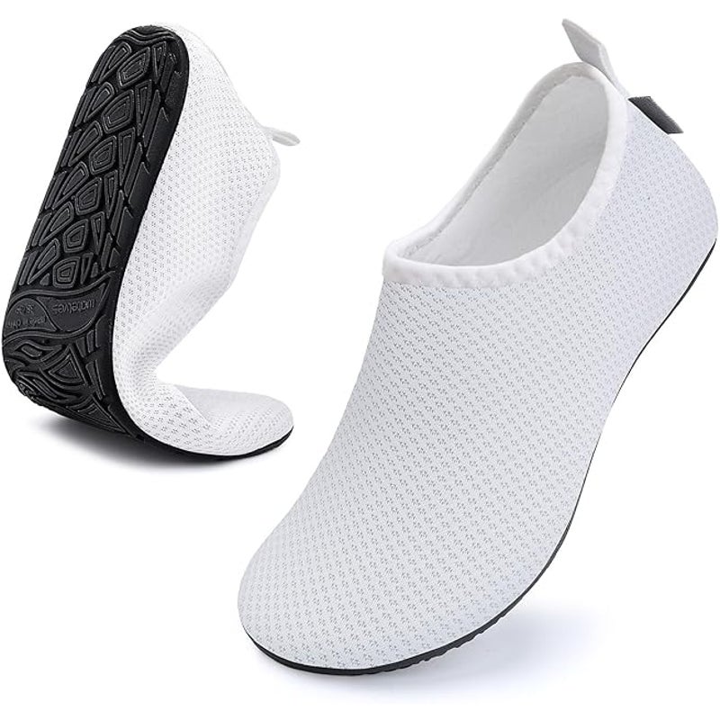 New WateLves Womens Size 7/8 White Mesh Slip On Quick Dry Aqua Socks Water Shoes