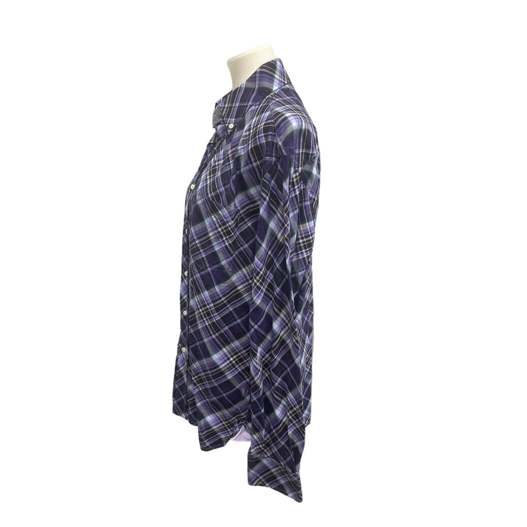 Tommy Hilfiger Mens Medium 100% Cotton Plaid Long Sleeve Button Down Shirt