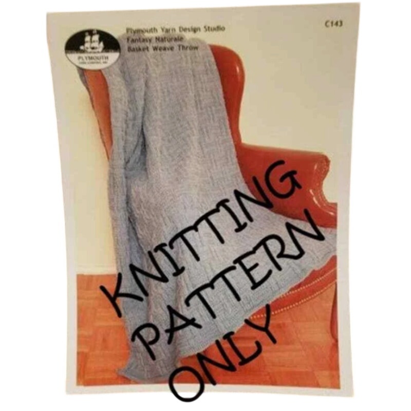 New 2003 Plymouth Yarn C143 Fantasy Naturale Basket Weave Throw Knitting Pattern