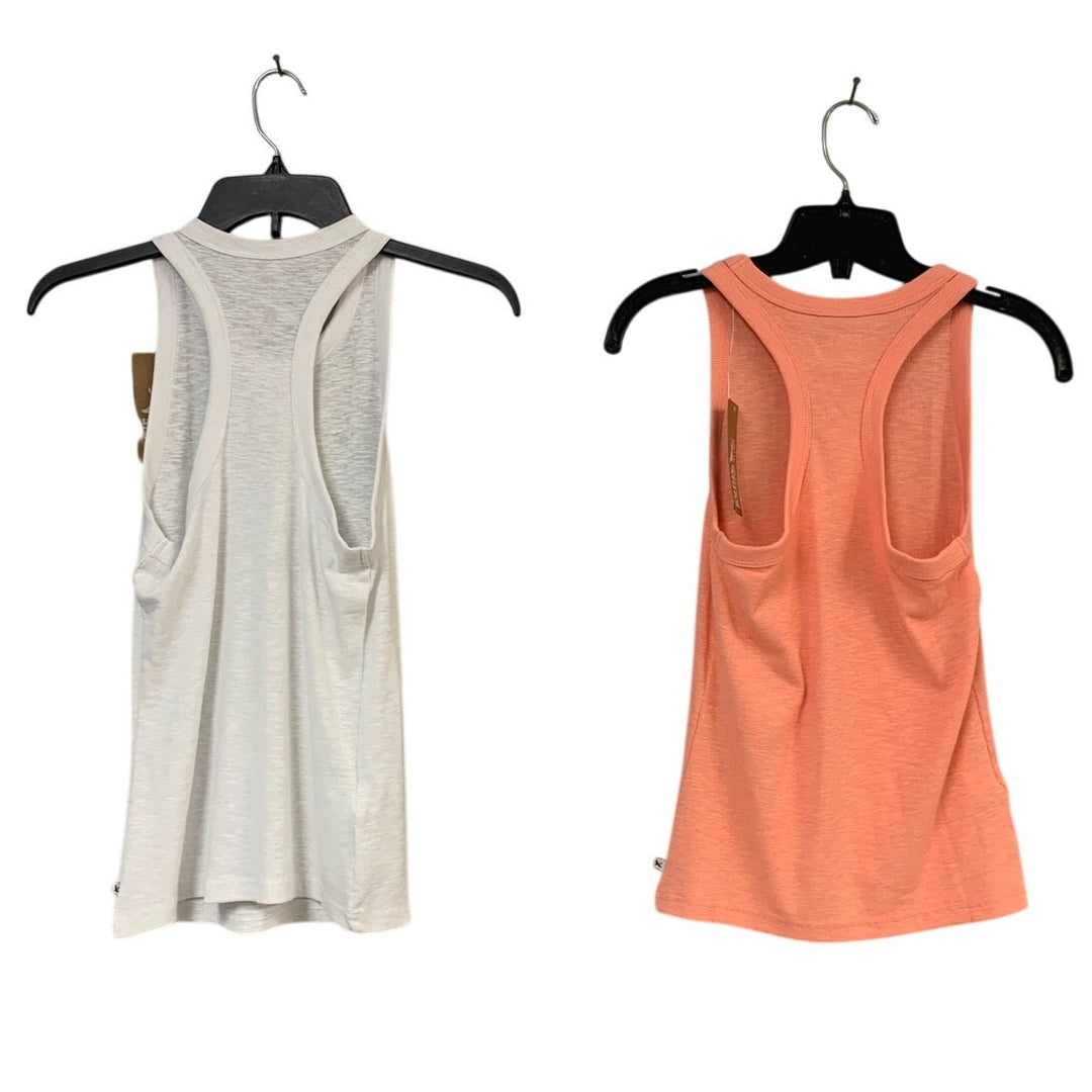 2 New Eddie Bauer Womens XS Pink Grapefruit White Infinity Slub Rib Tank Tops