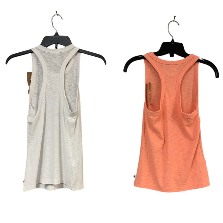 2 New Eddie Bauer Womens XS Pink Grapefruit White Infinity Slub Rib Tank Tops