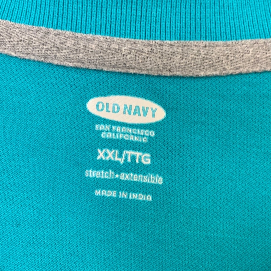 Lot of 2 Old Navy XXL Cotton Blend Palm Tree Toucan Short Sleeve Polo Shirts EUC