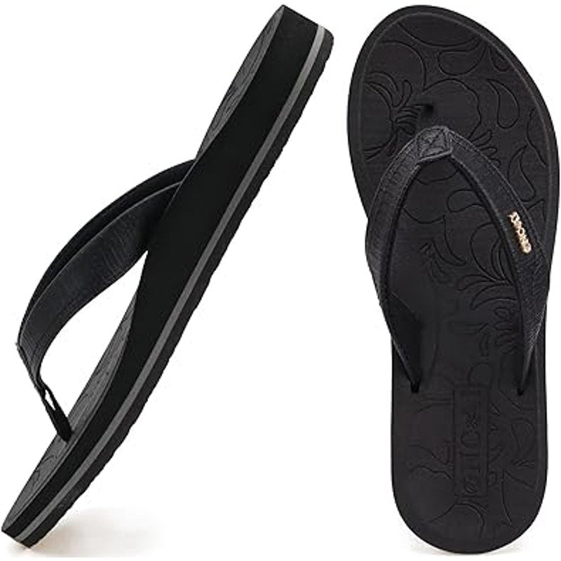 New Oncai Women 9 Black Cushioned Slip On Thong Flip Flop Arch Support Sandals