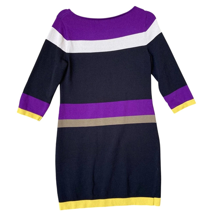 New Nine West Womens Small Color Block Stripe 3/4 Sleeve Sheath Dress