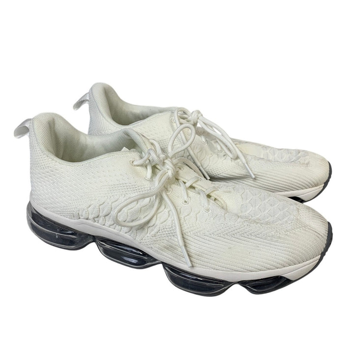 Pozvnn Mens Size 11.5 White Sneakers Lace Up Low Top Athletic Running Shoes