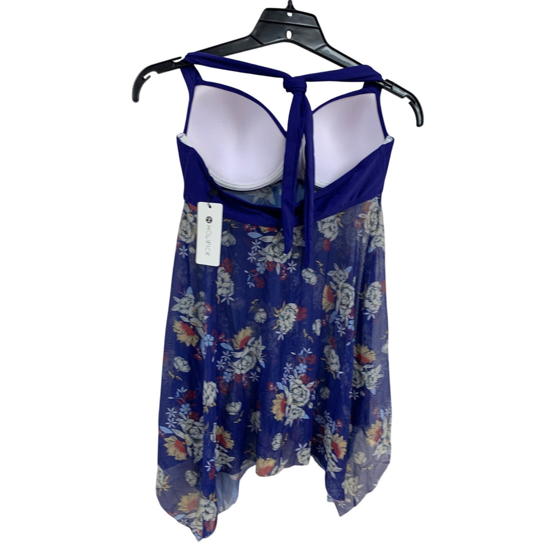 NWT New Holipick Women Medium Floral Push Up Halter 2 Piece Tankini Swimsuit