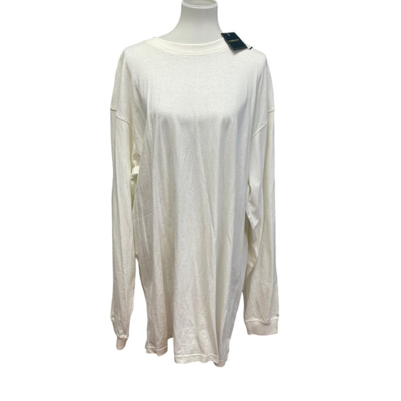 New Harbor Bay Mens 2XLT Long Sleeve 100% Cotton White Crew Neck Tee Shirt